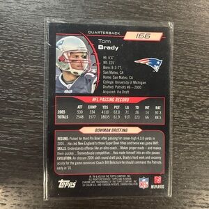 2006 Bowman Chrome Tom Brady 166 Card